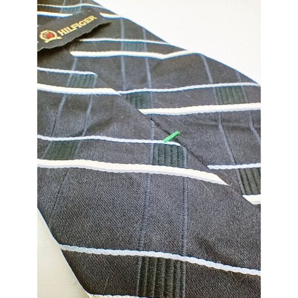 Tommy Hilfiger Mens Vintage Plaid Striped Necktie Navy & White Stripes Classic - Picture 10 of 16